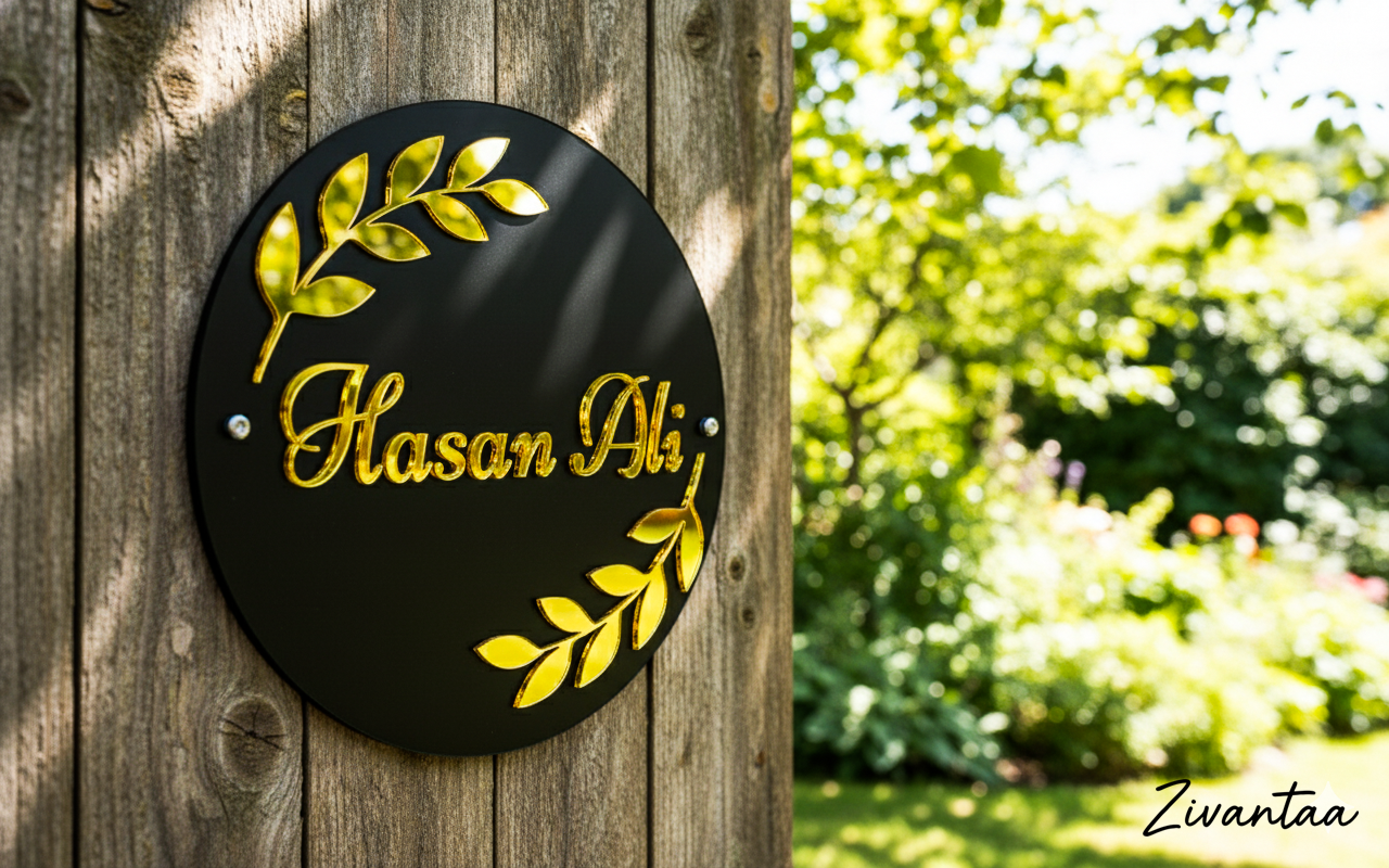 Customisable Islamic Name Plate - Round Shape | Personalised Door Sign - Image 3